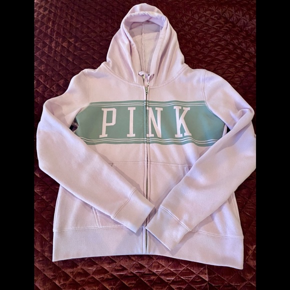 Victoria’s Secret PINK lavender/gray zip up hoodie - size large - Picture 1 of 5